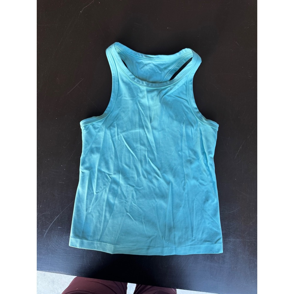 Lululemon Racerback Athletic Tank Top Turquoise Blue High Neck Yoga Gym Sz 4